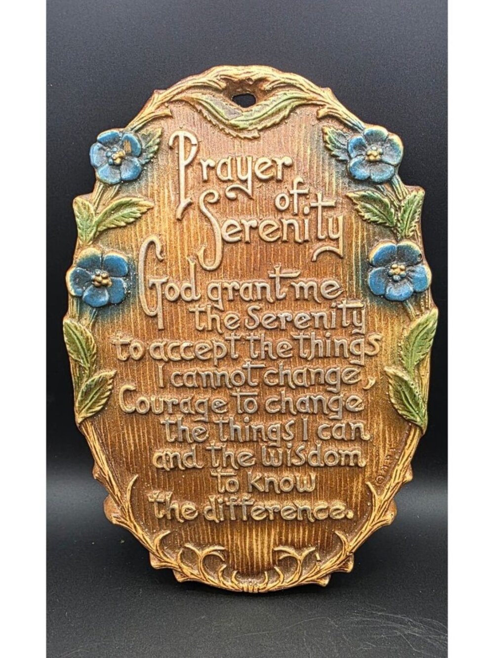 Vintage Faux Wood Plastic Prayer of Serenity Plaque Cottagecore Wall Decor